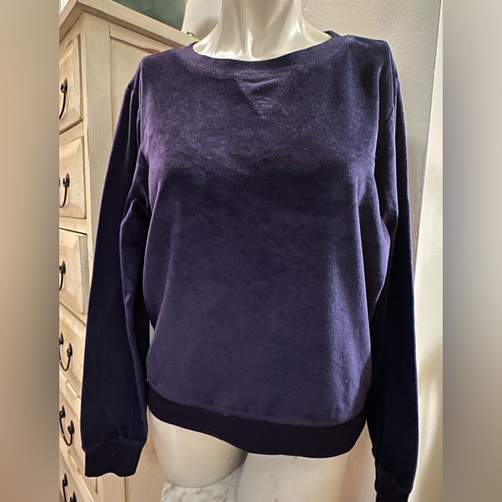 Honeydew USA Deep Purple Crew Neck Velour Sweatshirt